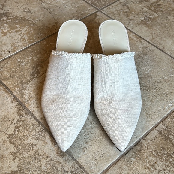 Vince Penelope frayed hem ivory mule slip on heel - NWT - Picture 3 of 7